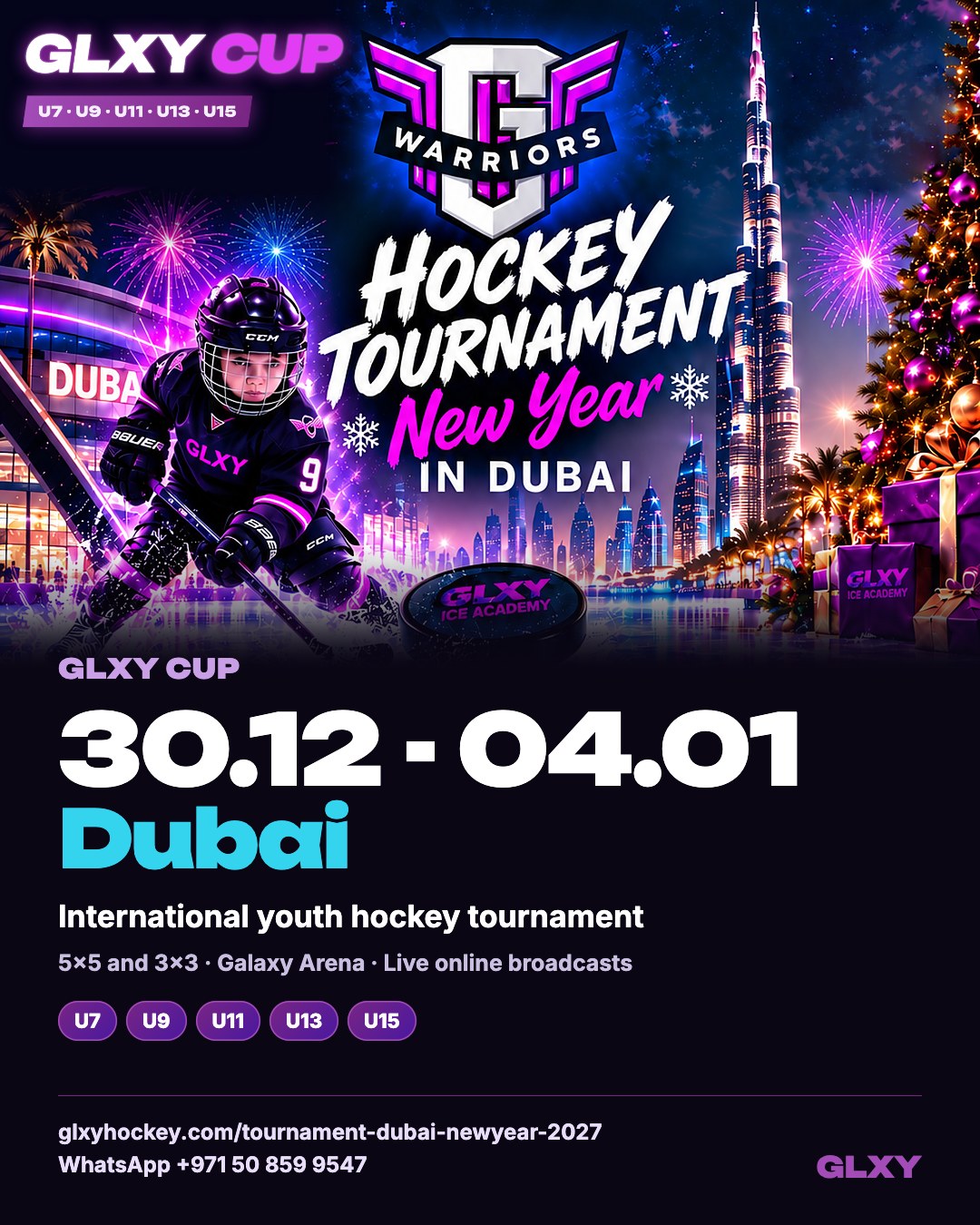 GLXY Cup poster: New Year in Dubai, 30 December 2026 to 4 January 2027